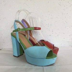 Marc Fisher Hand Painted Harlequin Platform Sandals Size 7.5 Costume Cosplay